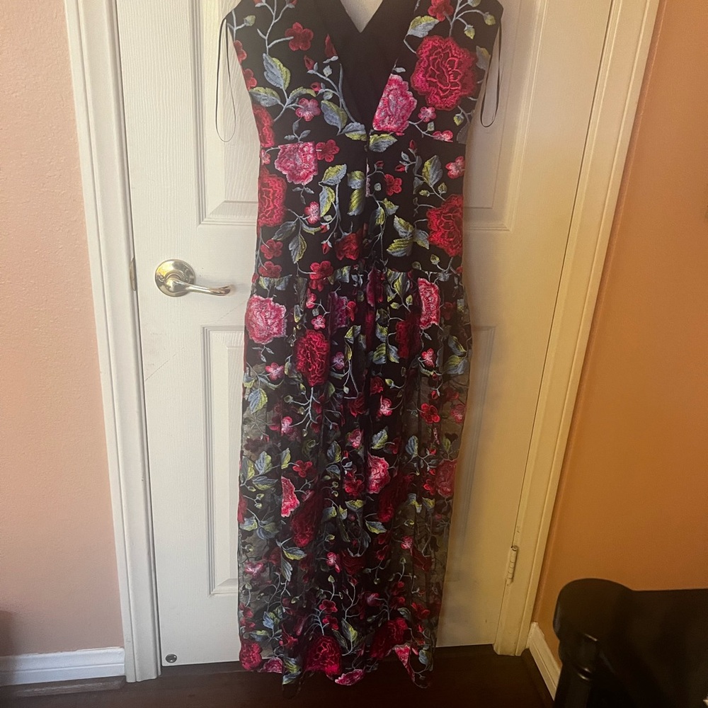 Floral Maxi Dress - Black and Pink